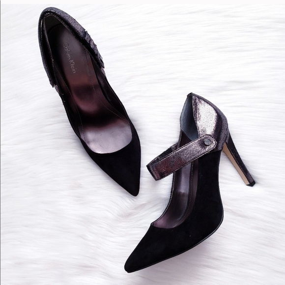 Calvin Klein Brystal Suede Mary Jane Metallic Pump - Picture 1 of 7